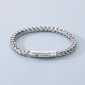 Pulsera para hombre de cadena de trigo en acero inoxidable plateado con cierre pulido - Color Acero / 22cm