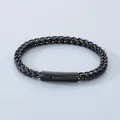 Pulsera minimalista de cadena de trigo negra para hombre en acero inoxidable con cierre - Negro / 22cm