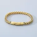 Pulsera minimalista de cadena de trigo dorada para hombre en acero inoxidable con cierre cuadrado - Dorado / 23CM