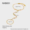 Detailed view of 18K gold plated stainless steel slave bracelet with zircon measurements - Waterdrop Round Zirconia Style (NXB051)
