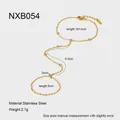 Detailed 18K gold plated stainless steel slave bracelet with sparkling cubic zirconia stones - Nxb054