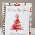 Libro di biglietti regalo di Natale a spirale con albero rosso e testo Merry Christmas - Albero di Natale