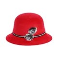 Winter faux mink fur bucket hat for women in vibrant red with elegant pom-pom accents - Red (Double Pom Pom)