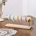 Single-tier T-bar jewelry display stand with gray velvet roll and gold metal frame - Single Layer / Beige Velvet