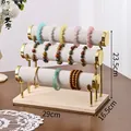 3-tier jewelry display stand with grey velvet bars and dimensions 29x16.5x23.5cm - Triple Layer / Beige Velvet
