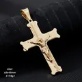 Polished gold stainless steel crucifix pendant for men size 65x43mm weighting 17.9g - Pendant Only / Gold Color Pendant