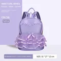 Purple girls' lace backpack for school, size 31x27x12cm for heights 105-135cm - Model 2904 / Purple