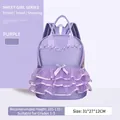 Purple girls' lace backpack for school, size 31x27x12cm for heights 105-135cm - Model 2904 / Purple