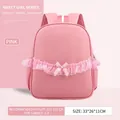 Rosa Mädchen Schulrucksack mit Spitze und Schleife für Grundschüler im Alter 6-9 - Rosa