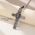 Pendentif croix en acier industriel gothique avec crâne et croix de fer, 53x35 mm - 6 Pendentifs De Style Vintage / Acier Inoxydable S.STEEL