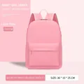 Rosa minimalistischer Kinderrucksack mit Vordertasche für Mädchen, 36x15x25cm - Modell 2801 / Hellrosa
