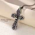 Pendentif crucifix vintage en acier inoxydable avec relief INRI et fini vieilli, 50x31mm - 8 Pendentifs De Style Vintage / Acier Inoxydable S.STEEL
