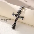 Pendentif crucifix en acier inoxydable argenté vintage avec gravure de Jésus et INRI - 9 Pendentifs De Style Vintage / Acier Inoxydable S.STEEL
