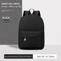 Schwarzer Mädchen-Schulrucksack mit Ballerina-Anhänger und Maßen von 36x15x25cm - Modell 2801 / Schwarz