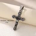 Pendentif crucifix INRI vintage en acier inoxydable, taille 48x32mm et poids 7g - 12 Pendentifs De Style Vintage / Acier Inoxydable S.STEEL