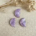 Three-piece set of purple crystal pendants with hand-carved crescent moon faces - Lilac Stone