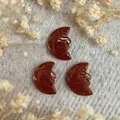 Handcrafted brown sandstone crescent moon pendants with carved face for DIY jewelry - Gold Sandstone