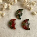Natural unakite stone pendants with hand-carved moon face design for DIY jewelry - Unakite