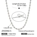 Collier en acier inoxydable argenté à maillons ovales avec détails de longueur et de poids - Collier à Maillons en Haricots Ovales (JDN20882-S)