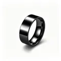 Close-up view of a glossy black titanium steel ring with a smooth mirror finish. - US 5 / 8mm / Black