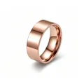 Detailed view of wide rose gold titanium steel band with a polished mirror finish - Rose Gold - 8mm Flat Panel / Size 5