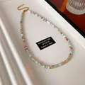 Collana di perle di vetro stile bohémien con distanziatori dorati e marmo - Collana N. 31 - Blu - Rosso