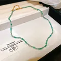 Collana girocollo con perle di vetro verdi e chiusura regolabile in acciaio inossidabile dorato - Collana 32# - Verde