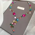 Collana di perle multicolori con catena in acciaio inossidabile e pendenti a conchiglia - 71# Collana-Multicolore