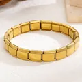 Goldenes modulares Edelstahl-Charms-Armband mit polierten rechteckigen Gliedern - 18K Gold Basiskette (DZ-016)