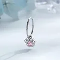 Orecchino a cerchio argento 0,8mm con ciondolo a zampa di gatto e cuore rosa - Zampa di Gatto Rosa (A1281-6)