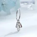 Orecchino a cerchio argento da 0,8 mm con ciondolo a campana decorativo e cristalli - Campanella (A1281-7)
