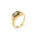 Eleganter 18K vergoldeter Edelstahlring mit einem ovalen grünen Zirkonia-Edelstein - US 6 / Grüner Zirkonia