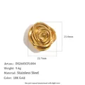 Vintage aesthetic rose flower shaped button in 18K gold plated stainless steel finish. - 3D Rose Flower Style (DS2605CF1004)