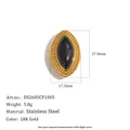 Vintage 18K gold plated stainless steel oval cufflink featuring black resin inlay - Oval Black Stone Style (DS2605CF1005)