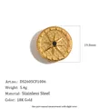 Vintage 18K gold plated stainless steel cufflink with star sunburst and black stone - Starry Eye Style (DS2605CF1006)
