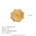 Vintage sunburst cufflink in 18K gold plated stainless steel with crystal accents - Sunburst Star Style (DS2605CF1007)