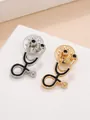 Gothic stethoscope brooch pin with black enamel finish in gold and silver options - Gold And Silver Stethoscope Set (9570)