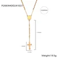 Goldene Rosenkranz-Halskette mit Maria-Medaille und Kruzifix inklusive Maßangaben - P2083-Goldene Jungfrau Maria Kreuz Halskette