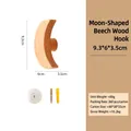 Gancio a muro nordico in legno di faggio a forma di luna con kit di montaggio - Gancio da Parete Luna (con Adesivo)