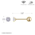 Detailed size specifications for gold plated 925 silver stud earrings with 5A grade zircon - 3mm 925 Silver Gold Plated