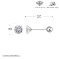 Macro detail of S925 sterling silver screw back stud earring with 4mm zircon setting - 4mm 925 Silver White Gold Plated