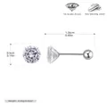 Macro detail of S925 sterling silver screw back stud earring with 5A cubic zirconia stone - 5mm 925 Silver White Gold Plated