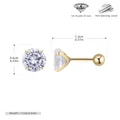 Detailed dimensions of S925 sterling silver screw back earrings with 5A zircon studs - 6mm 925 Silver Gold Plated