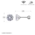 Detailed view of 925 sterling silver stud earring with 4-prong 5A zircon setting - 6mm 925 Silver White Gold Plated