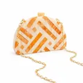 Semi-circular acrylic clutch with orange stripes and gold chain strap for evening events - Orange