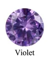 Violet round brilliant cut crystal ring with minimalist polished slender silver band - US 7 / Rose Gold February Violet