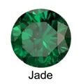Polished emerald green jadeite ring featuring a brilliant round cut on a white background - US 7 / Rose Gold May Emerald