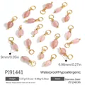 20 pieces set of pink natural stone charms with waterproof golden stainless steel loops - Teardrop Pink (20 Pcs)