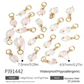 20pcs set of pink natural stone pendants with gold stainless steel rings for DIY jewelry - Pink Gemstone (20 Pcs)
