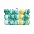 French style wavy marble acrylic clutch bag with pearl finish and gold buckle - Green Yellow White Marble / Green Gradient